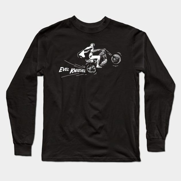 Evel Knievel vintage blackand white Long Sleeve T-Shirt by jerrysanji